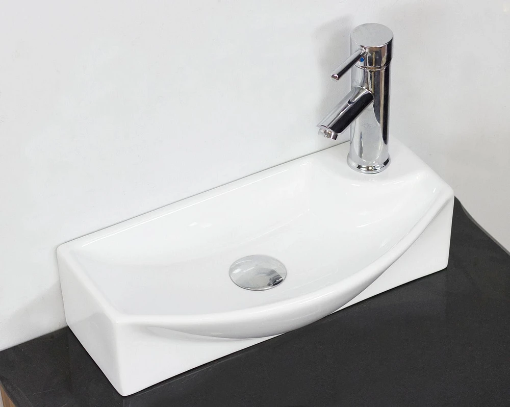 17.75-in. W Above Counter White Bathroom Vessel Sink Set For 1 Hole Right Faucet AI-26308