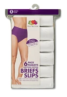 Fruit of the Loom Ladies White Cotton Briefs, 6-Pack