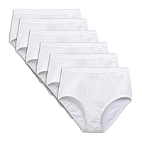 Fruit of the Loom Ladies White Cotton Briefs, 6-Pack