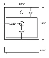 in. W Semi-Recessed White Bathroom Vessel Sink Set For 1 Hole Center Faucet AI