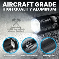 Bell + Howell Taclight Tactical Flashlight 3 Pack – Waterproof & Weatherproof Aircraft Grade Aluminum Construction, 5 Light Modes with 50,000 Hour Cree LEDs, 40x Brighter – As Seen on TV, Flashlight