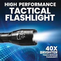 Bell + Howell Taclight Tactical Flashlight 3 Pack – Waterproof & Weatherproof Aircraft Grade Aluminum Construction, 5 Light Modes with 50,000 Hour Cree LEDs, 40x Brighter – As Seen on TV, Flashlight