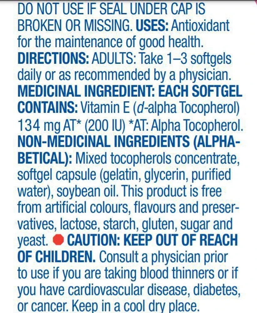 Equate Vitamin E 200IU Natural Source
