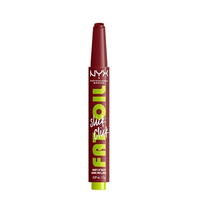 NYX PROFESSIONAL MAKEUP, Fat Oil Slick Click, Balm in a stick, Infused with nourishing oils, High shine finish - Double Tap (Raspberry Pink), Light buildable pigment