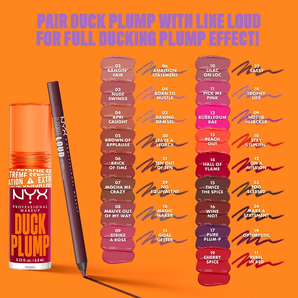 NYX PROFESSIONAL MAKEUP, Brillant à lèvres haute pigmentation Duck Plump, Gloss repulpant, Couleur pigmentée, Formule végane