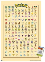 Pokémon – Kanto Grid 22.375" x 34" Wall Poster with Beechwood Magnetic Frame