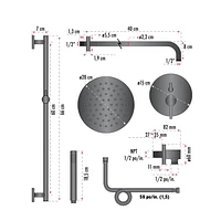 The akuaplus® ELITE shower faucet set with pressure balance cartridge and 2-way diverter plus 1, a adjustable combo system with hand shower and shower head with brass elbow.