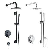 The akuaplus® ELITE shower faucet set with pressure balance cartridge and 2-way diverter plus 1, a adjustable combo system with hand shower and shower head with brass elbow.