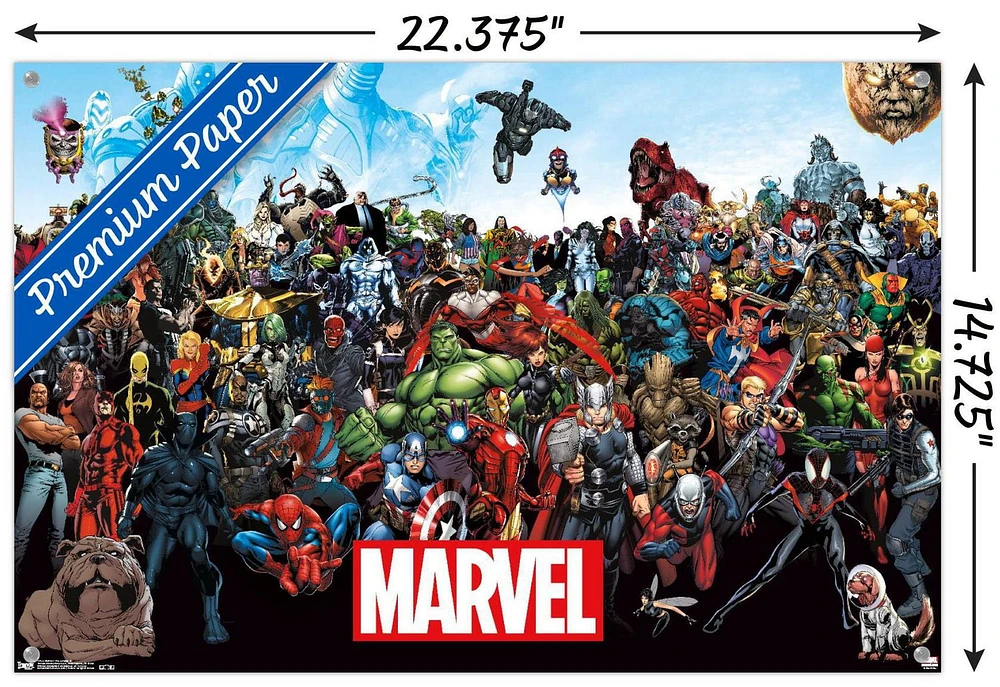 Marvel Comics - The Marvel Lineup 14.725" x 22.375" Wall Poster with Poster Mounts