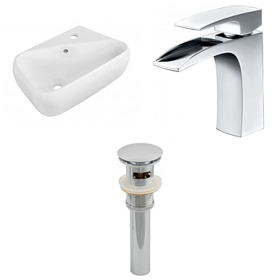 17.5-in. W Above Counter White Bathroom Vessel Sink Set For 1 Hole Right Faucet AI-26275