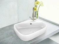 17.5-in. W Above Counter White Bathroom Vessel Sink Set For 1 Hole Right Faucet AI-26275