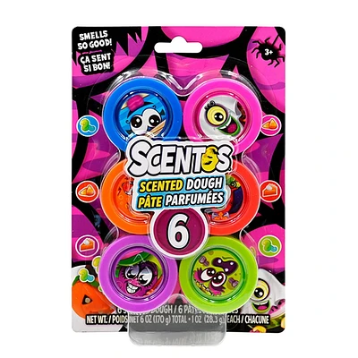 Scentos Scented Brightly Colored Dough, 6ct in 1oz. Tubs - Great Halloween Party Favor