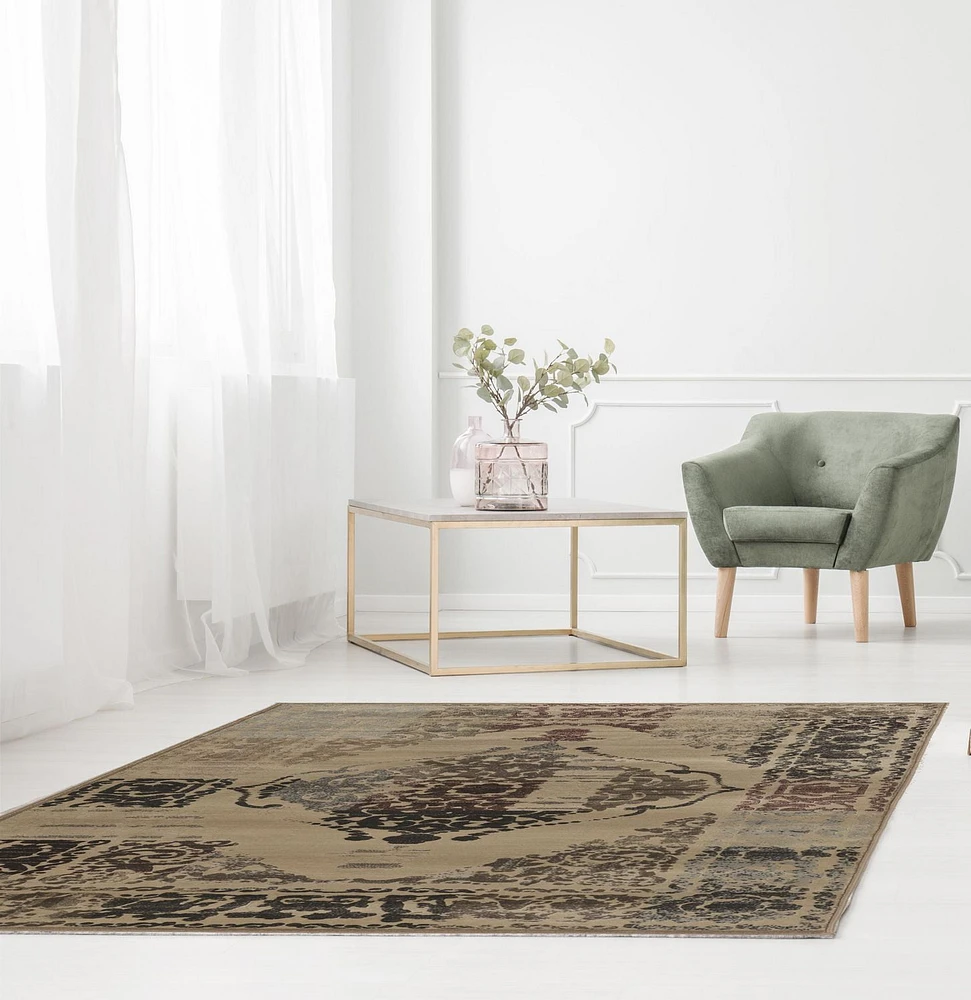 Jewel Medallion Beige & Rust 5' x 7'6" Area Rug