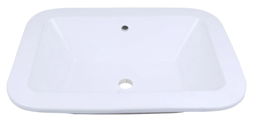 21.75-in. W Drop In White Bathroom Vessel Sink Set For Deck Mount Drilling AI-26469