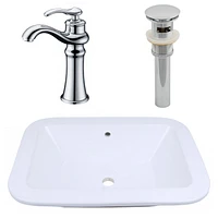 21.75-in. W Drop In White Bathroom Vessel Sink Set For Deck Mount Drilling AI-26469