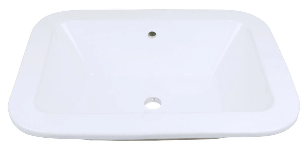 21.75-in. W Undermount White Bathroom Vessel Sink Set For Deck Mount Drilling AI-26468