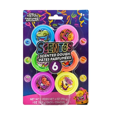 Scentos Scented Brightly Colored Dough, 6ct in 1oz. Tubs, Colored Dough