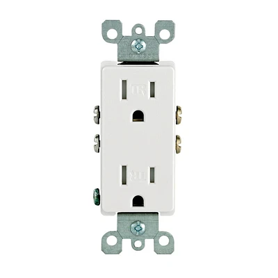 Prise inviolable Decora 15 A-125 V en blanc Receptacle Decora 15A