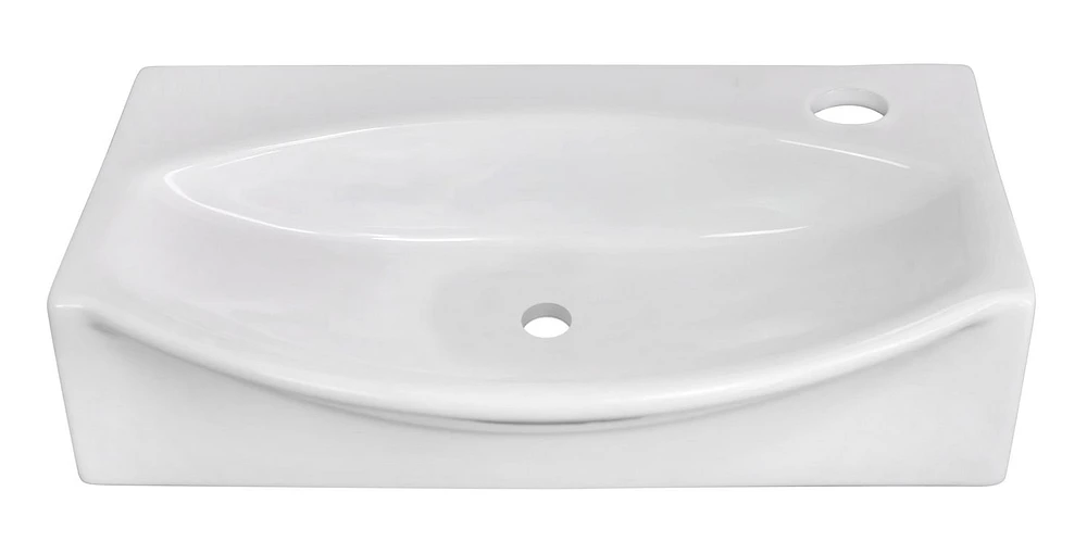 in. W Above Counter White Bathroom Vessel Sink Set For 1 Hole Right Faucet AI