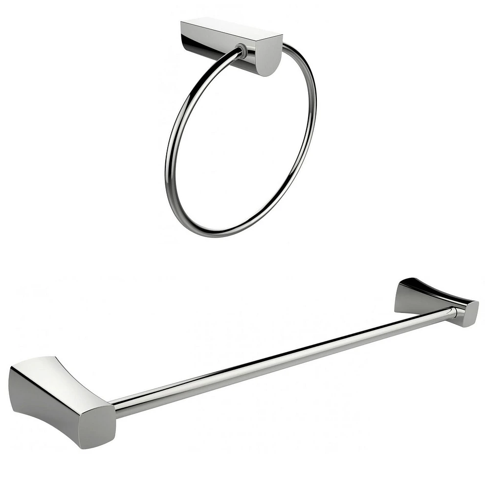 Chrome Plated Towel Ring With Single Rod Towel Rack Accessory Set AI