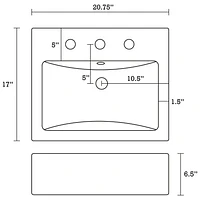 in. W Semi-Recessed White Bathroom Vessel Sink Set For 3H8-in. Center Faucet AI