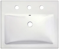 in. W Semi-Recessed White Bathroom Vessel Sink Set For 3H8-in. Center Faucet AI