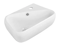 in. W Wall Mount White Bathroom Vessel Sink Set For 1 Hole Right Faucet AI