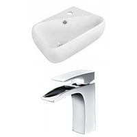 in. W Wall Mount White Bathroom Vessel Sink Set For 1 Hole Right Faucet AI