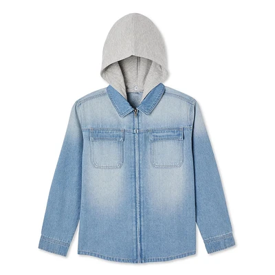 George Boys' Hooded Denim Shirt, Sizes XS-XL