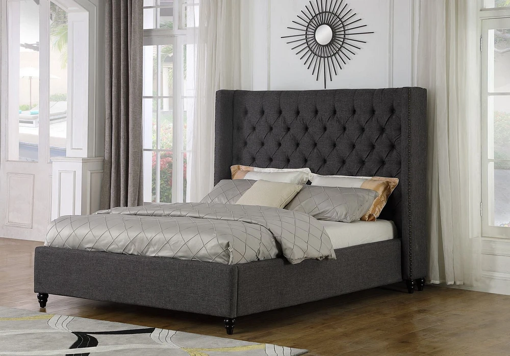 Venetian King Platform Bed, Grey