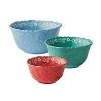 The Pioneer Woman 3 Piece Embossed Stoneware Serve Bowl Set