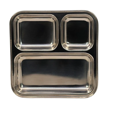 Stainless Steel 3 Compartment Tray Small, Stainless 3-Section Tray Small