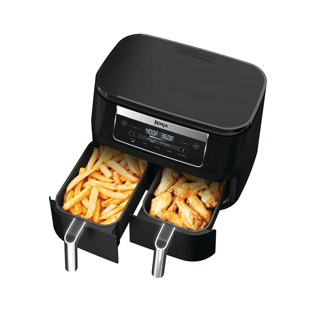 Ninja DZ090C Foodi 6-qt. 5-in-1 2-Basket Air Fryer with DualZone Technology, 2 Basket Air Fryer