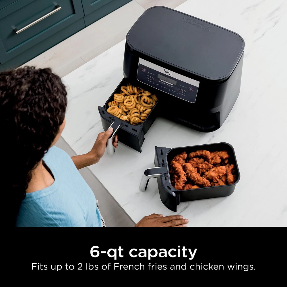 Ninja DZ090C Foodi 6-qt. 5-in-1 2-Basket Air Fryer with DualZone Technology, 2 Basket Air Fryer