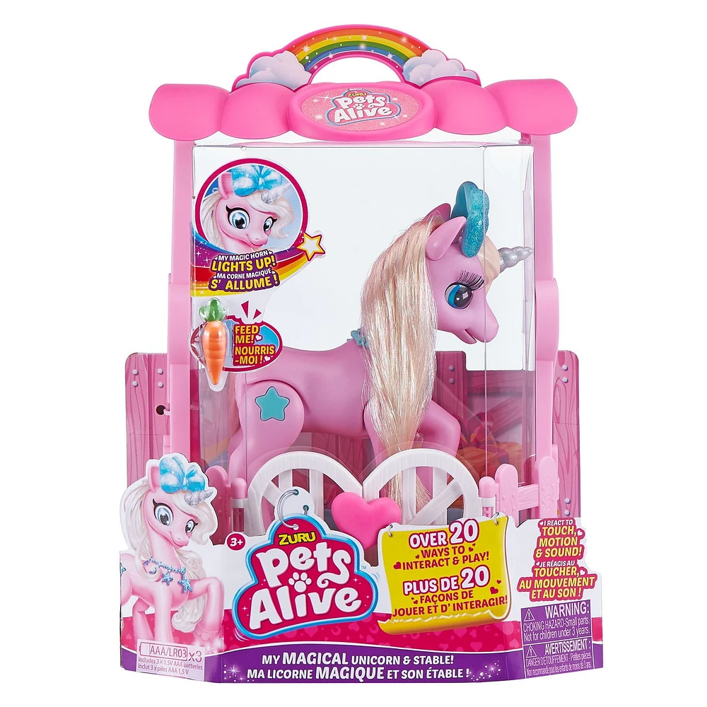 Pets Alive My Magical Unicorn in Stable Battery-Powered Interactive Robotic Toy Playset