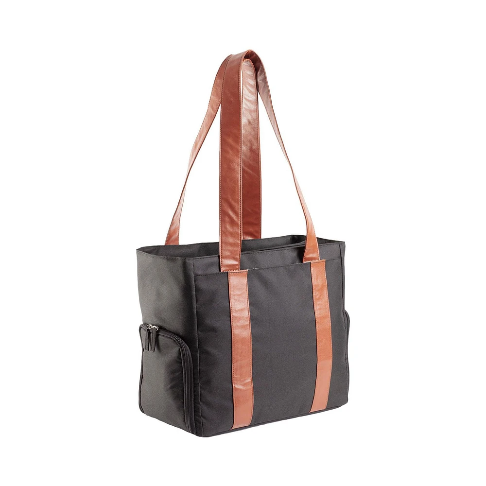 Dr. Brown’s™ Breast Pump Carryall Storage Diaper and Tote Bag - Black and Leather Brown