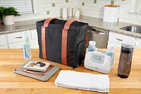 Dr. Brown’s™ Breast Pump Carryall Storage Diaper and Tote Bag - Black and Leather Brown