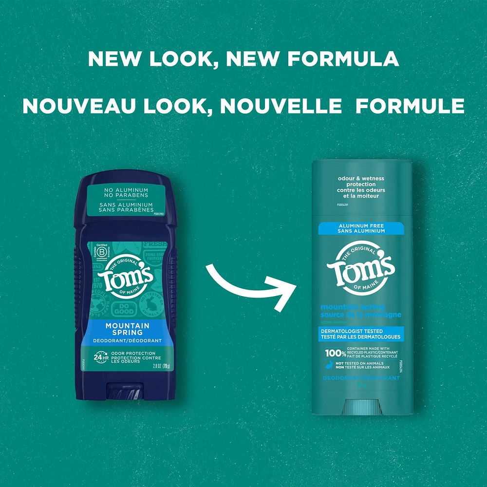 Tom’s of Maine Mountain Spring Natural Deodorant for Men and Women, Aluminum Free, 92g, Tom's of Maine Mountain Spring Deodorant