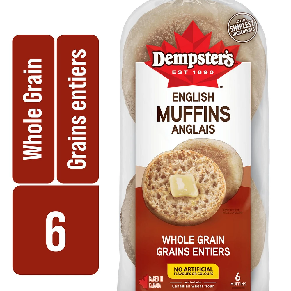 Dempster’s® Whole Grain English Muffins, Pack of 6; 342 g