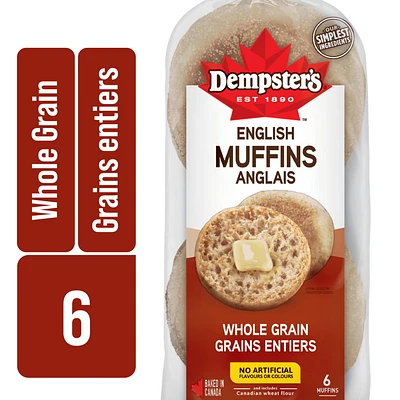Dempster’s® Whole Grain English Muffins, Pack of 6; 342 g