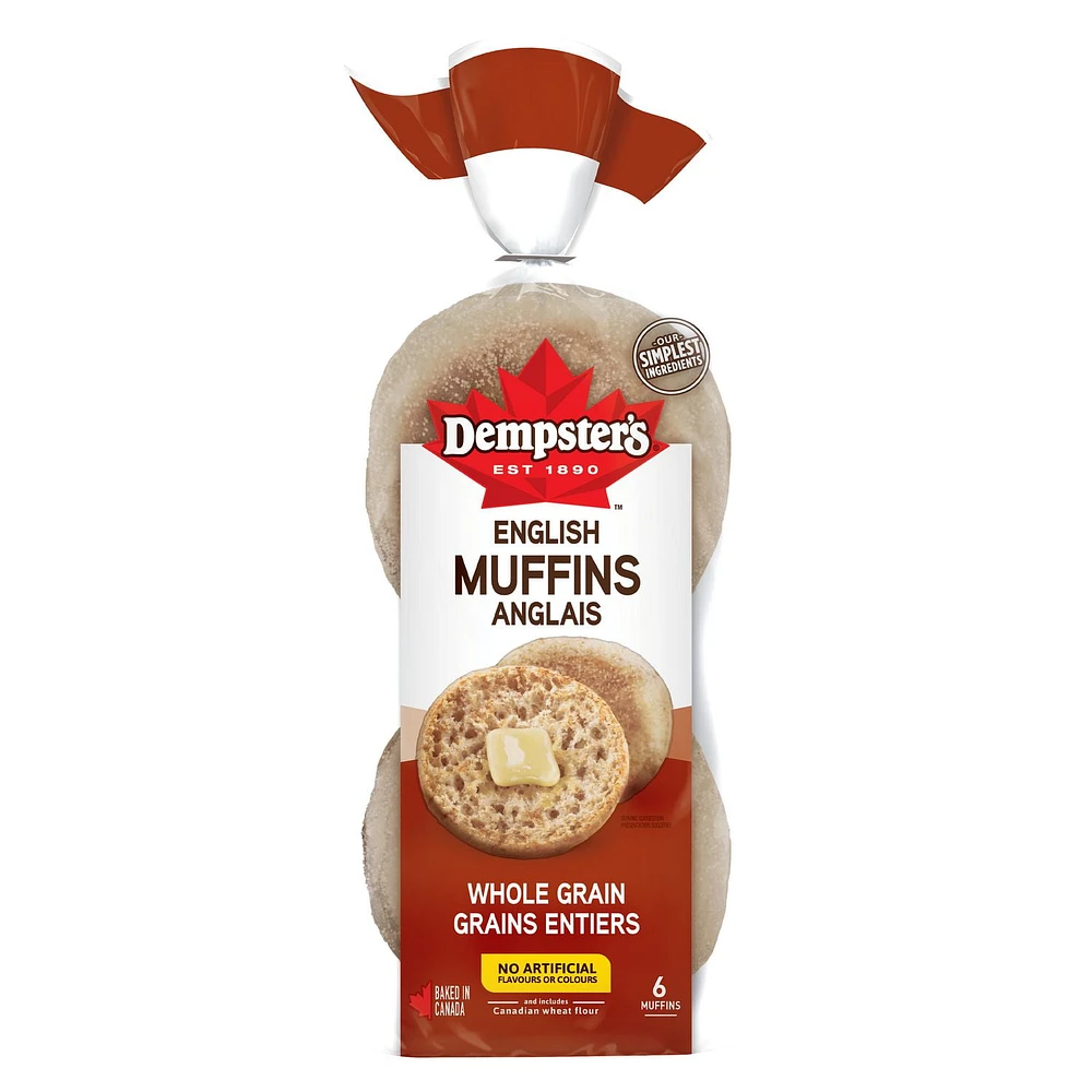 Dempster’s® Whole Grain English Muffins, Pack of 6; 342 g