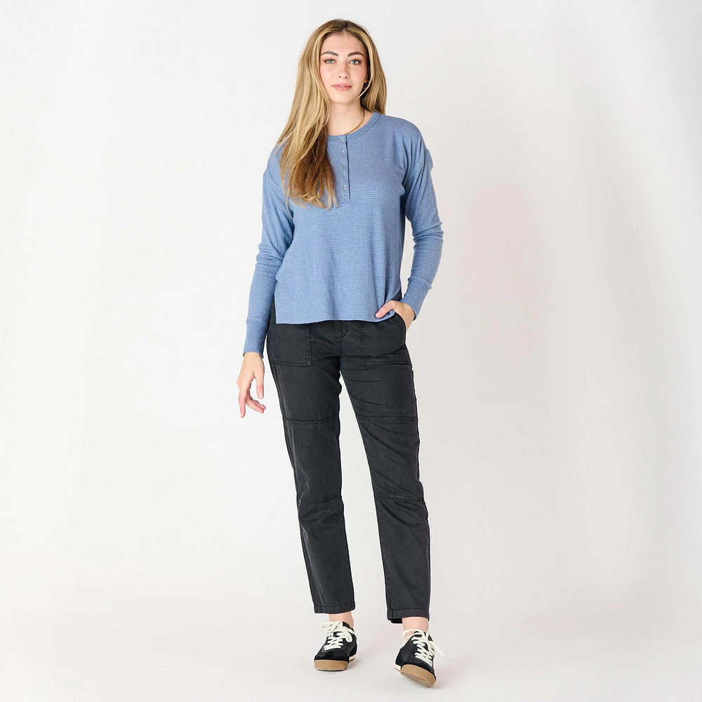 DV L/S Henley shirt with snap up front