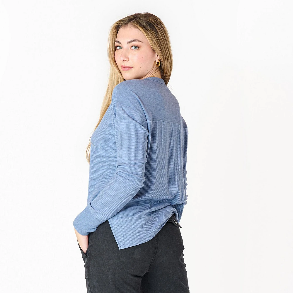 DV L/S Henley shirt with snap up front