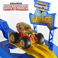 Monster Jam Garage Playset and Storage with Exclusive Grave Digger Monster Truck, Lights and Sounds, Kids Toys for Boys and Girls Ages 3 and up