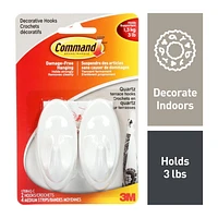 Command™ Decorative Terrace Hook 17086Q-C, Medium, 2 Hooks, 4 Strips, 3 lb