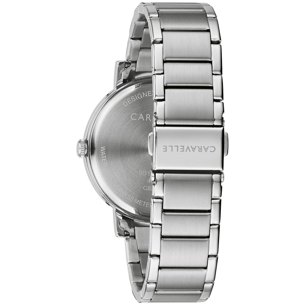 Caravelle Mens Silver-Tone Quartz Watch