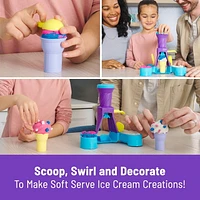 Kinetic Sand, Soft Serve Station with 14oz of Play Sand (Blue, Pink and White), 2 Ice Cream Cones and 2 Tools, Sensory Toys for Kids Aged 5 and up, Kinetic Sand