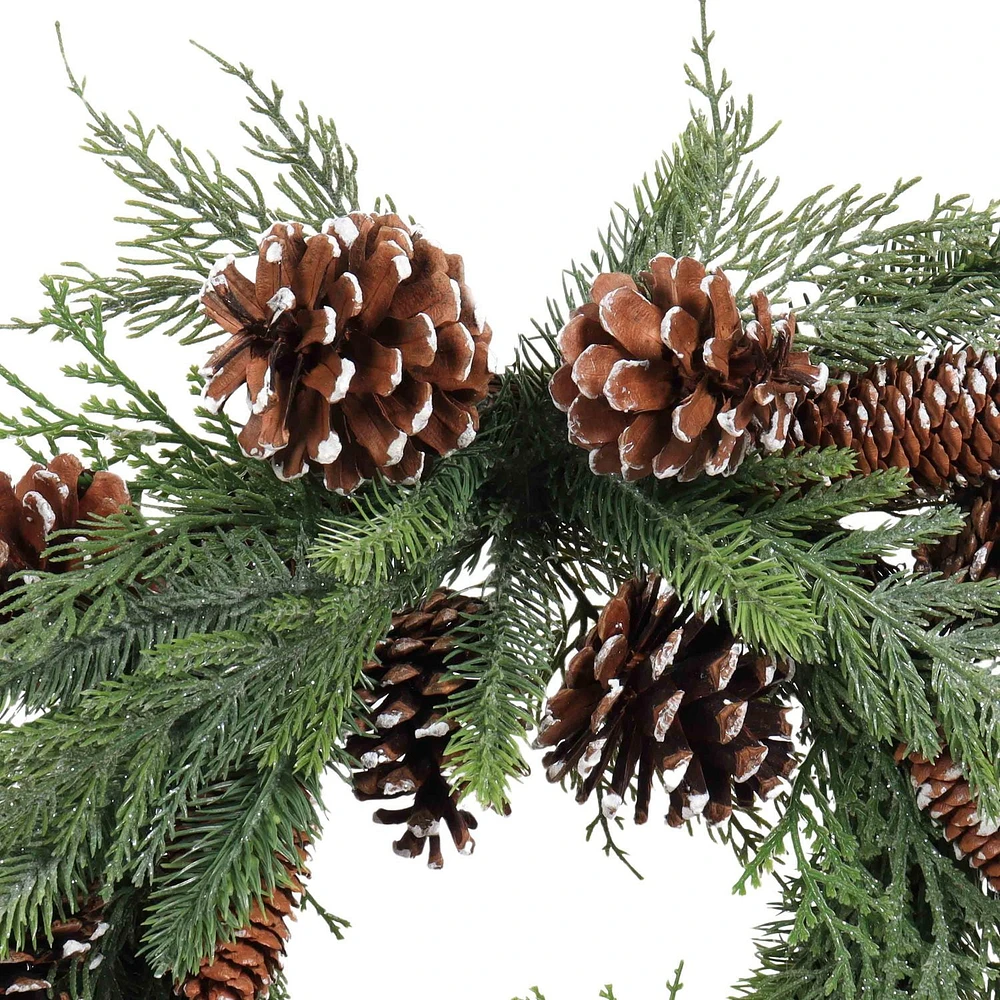 Holiday Time 12" Unlit Pine Christmas Wreath - Green, 12 inch Pinecone Wreath, no assembly required