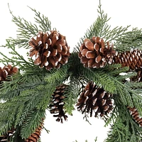 Holiday Time 12" Unlit Pine Christmas Wreath - Green, 12 inch Pinecone Wreath, no assembly required