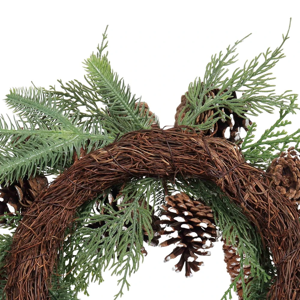 Holiday Time 12" Unlit Pine Christmas Wreath - Green, 12 inch Pinecone Wreath, no assembly required